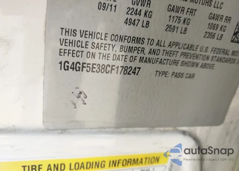 2012 Buick Lacrosse Premium 2 Group z USA, uszkodzony, nr VIN 1G4GF5E38CF178247